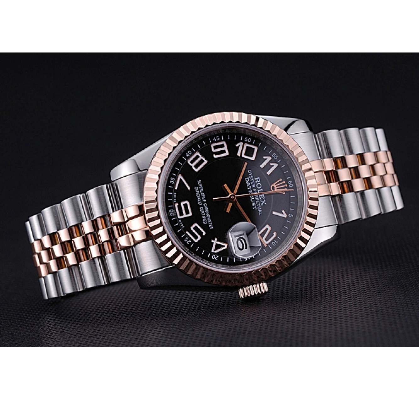 Good copy rolex watches Gold Rolex Stainless DateJust Bracelet Steel 622545 and Dial Black 0815